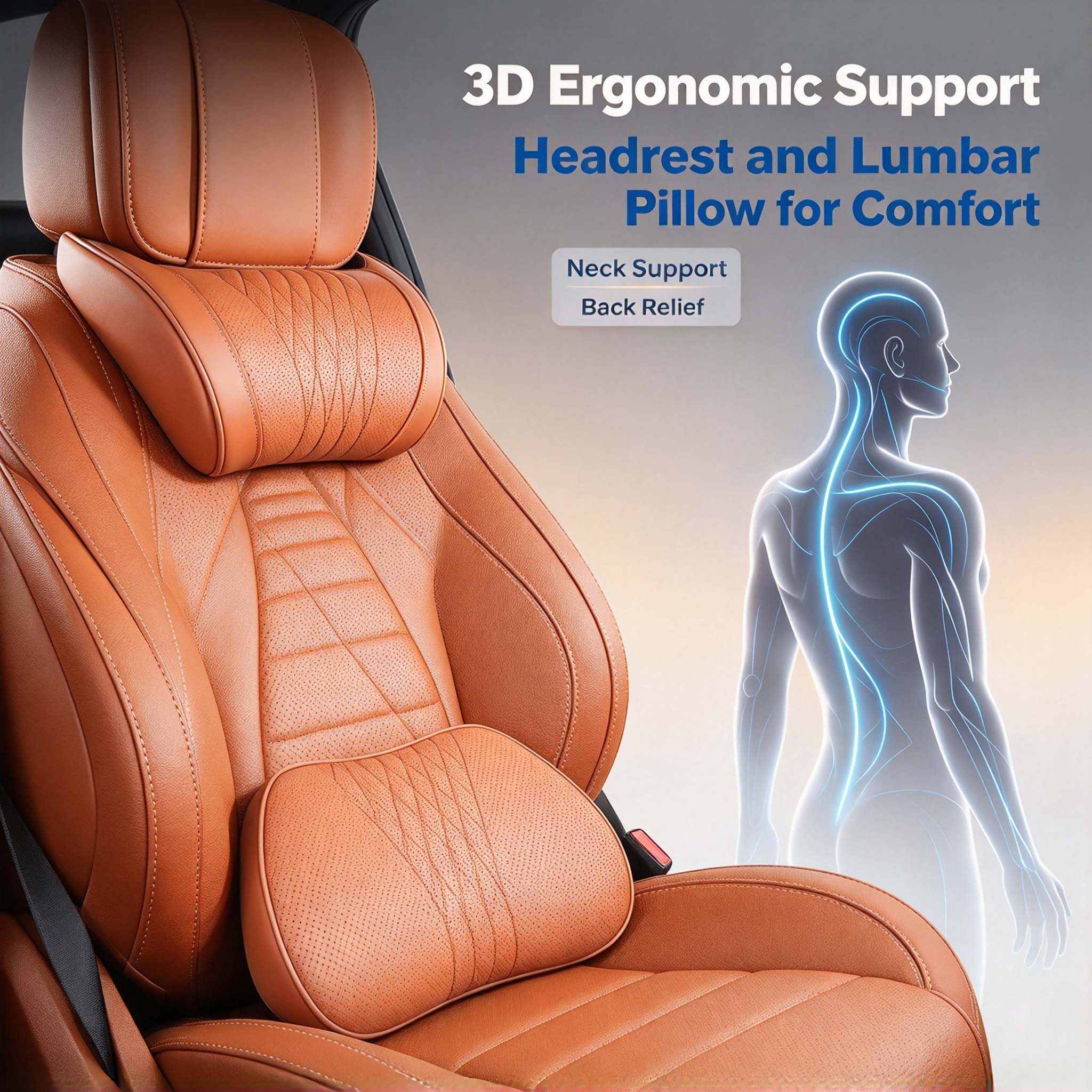 Memory Foam Car Neck Pillow Lumbar Support - Ozdobne poduszki do wnętrza samochodu: poduszka