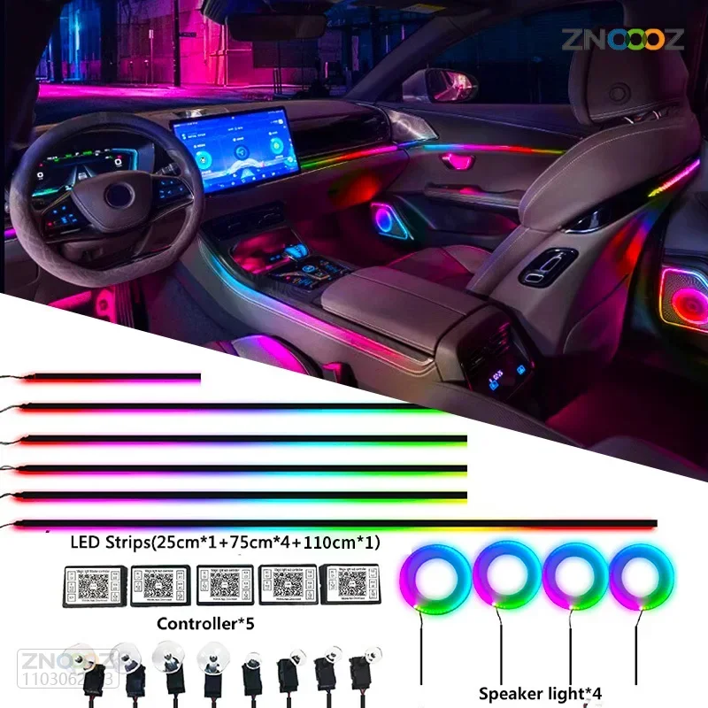 Led Ambient Interior Car Lights App Control - 18IN1 Neonowe oświetlenie wnętrza samochodu APP