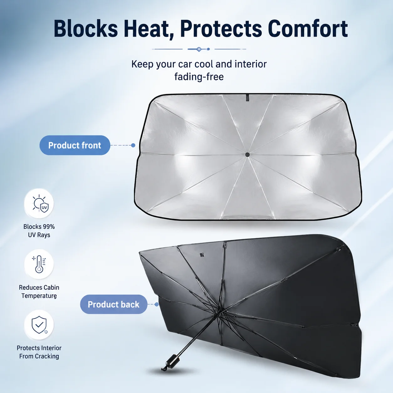 Car Sunshade Windshield Umbrella Foldable - 1 szt. składany parasol do samochodu,
