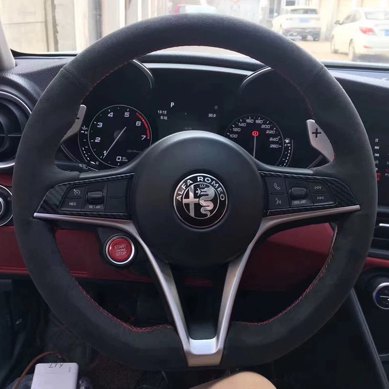 Dla Alfa Romeo Giulia Stelvio  – Car Steering Wheel Cover Anti Slip Breathable recenzja i cena
