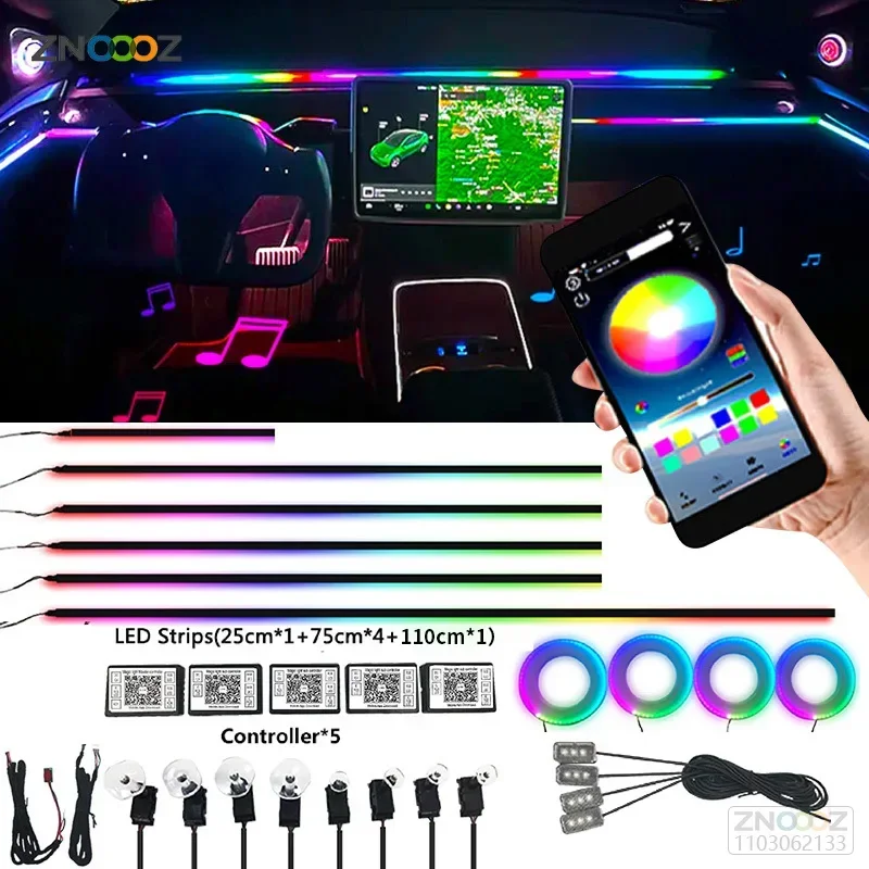 18IN1 Neonowe oświetlenie wnęt – Led Ambient Interior Car Lights App Control recenzja i cena
